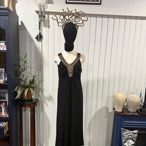 Elegant Black Dress with Gold Accents